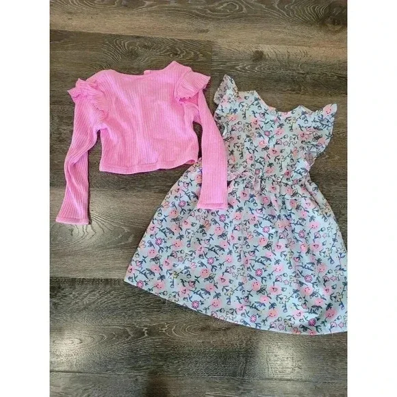 Daisy Fuentes Toddler Girl‎ Dress and Sweater 3t Set Floral #2 - Picture 2 of 4